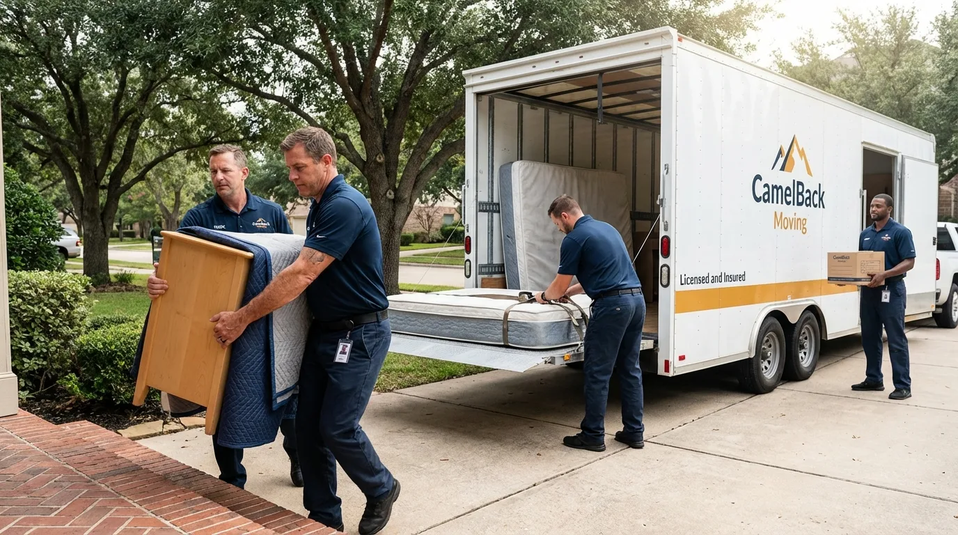 Crew loading residential truck for cross-state move from Benkelman, NE